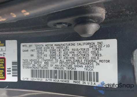 2010 Toyota Tacoma z USA, uszkodzony, nr VIN 5TENX4CN2AZ736391